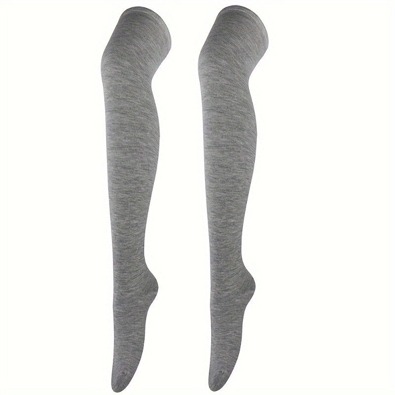 6pcs Women'S Elegant Solid Color Thigh-High Knee Socks - Glossy Finish, Smooth Texture, All-Season Wear, \u002FElastane Blend (Machine Washable\u002FDry Cleanable) - Shiny Tights for Parties, Casual & Casual Attire - Comfortable Stretch Fit