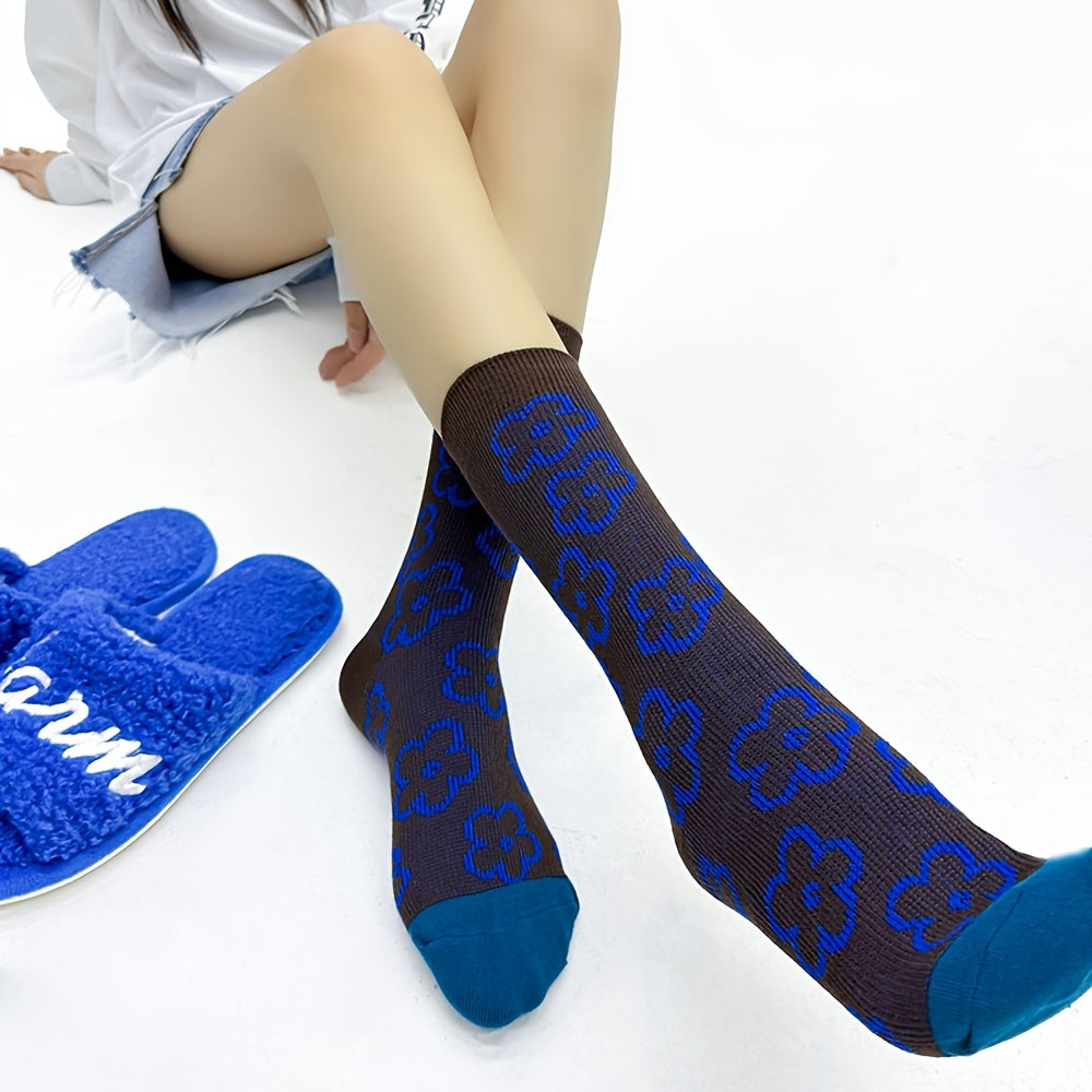 Vintage | Geometric 3 Pairs Women's Socks | Vintage Diamond Wave Stripes, Geometric Pattern, Mid-Calf, Artistic Pile, British Style, Hand Wash