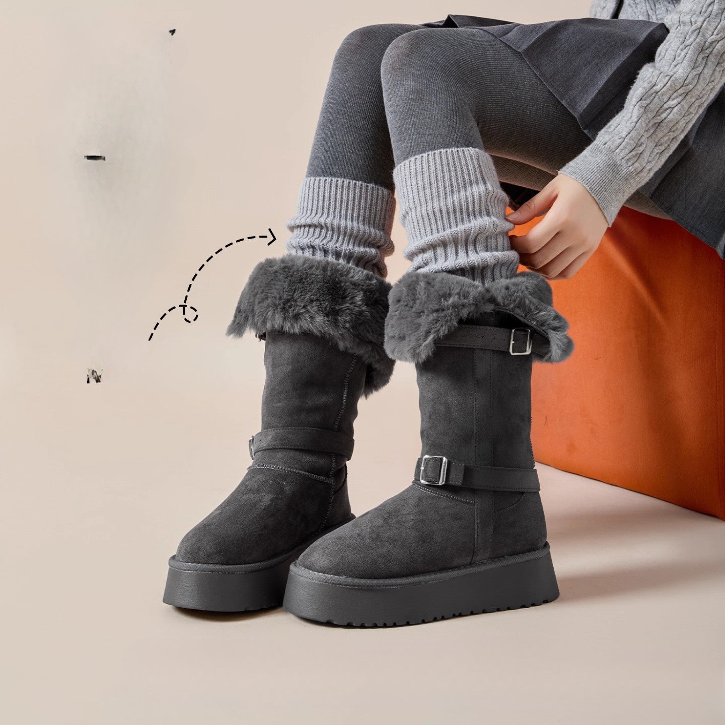 Women' Thickened Warm Sock Covers Suitable for Boots - Winter Calf Covers, Long Tube, Machine Washable Weather Socks for Snow Boots, Outdoor Activities & Daily Wear (Winter)