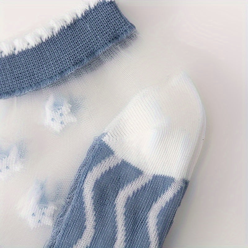 8\u002F10 Pairs Summer Thin Cool Breathable Hollow Glass Socks Ultra-Thin Mesh Cassette Short Socks