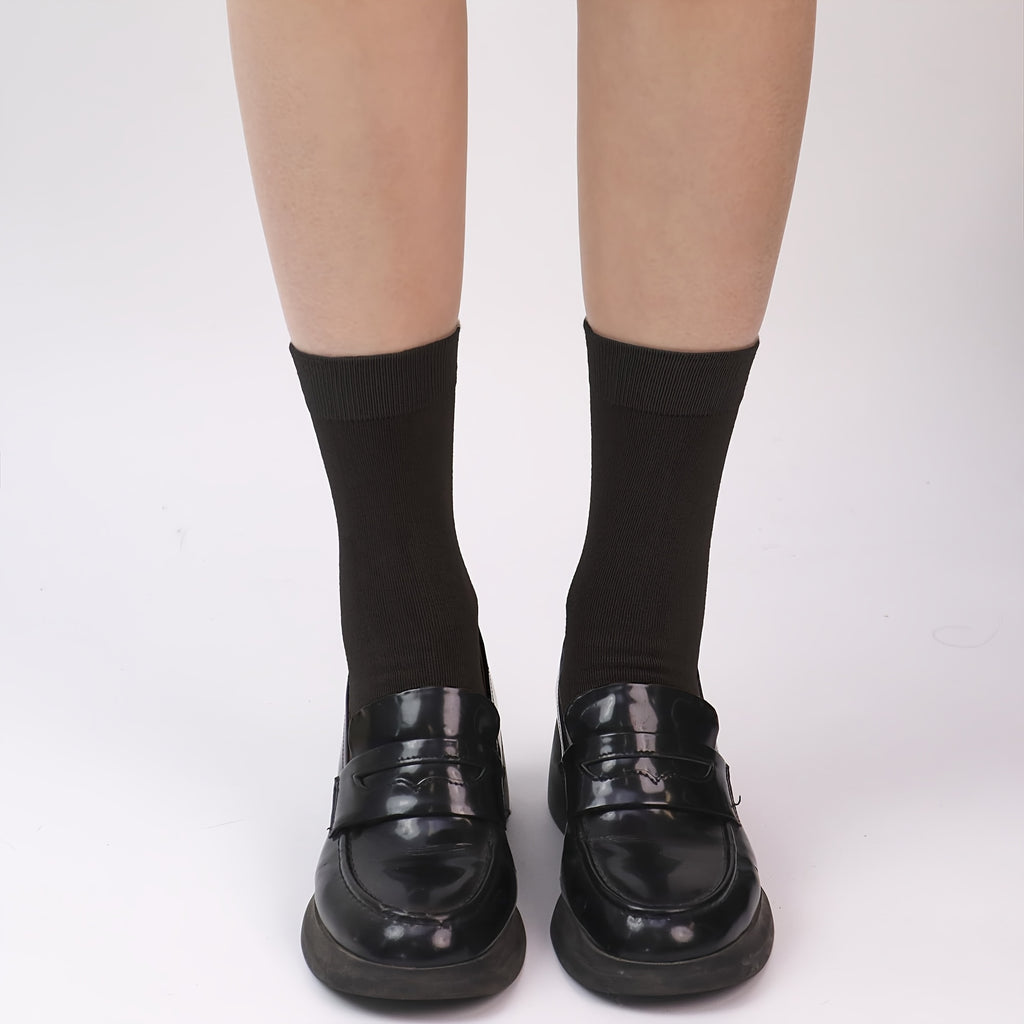 Women'S And Men'S 5-Pair Socks - Soft And Breathable Mid-Calf Socks, Lightweight Dress Socks with 3%, Vegan And Machine Washable, Solid Black