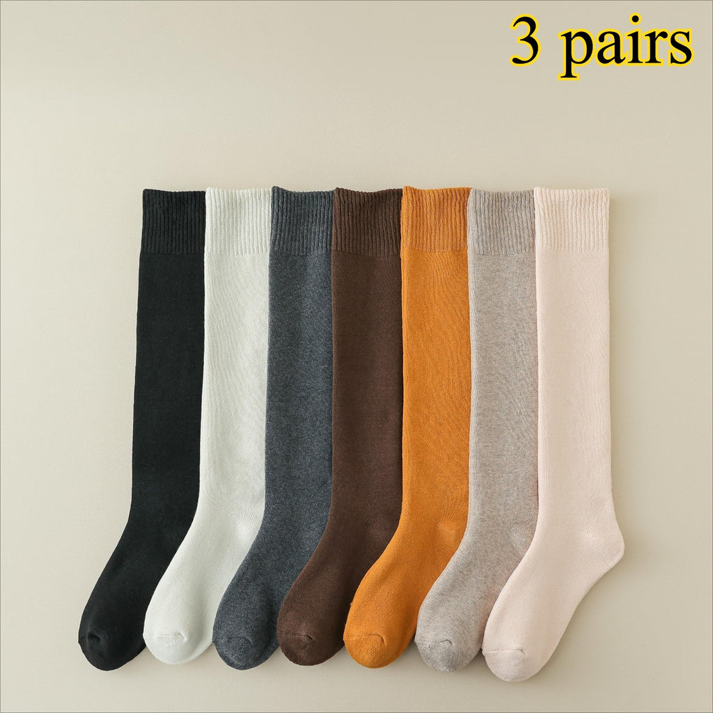 3 Pairs Merino Wool Socks, Women'S Knee-High Socks, Winter Warm