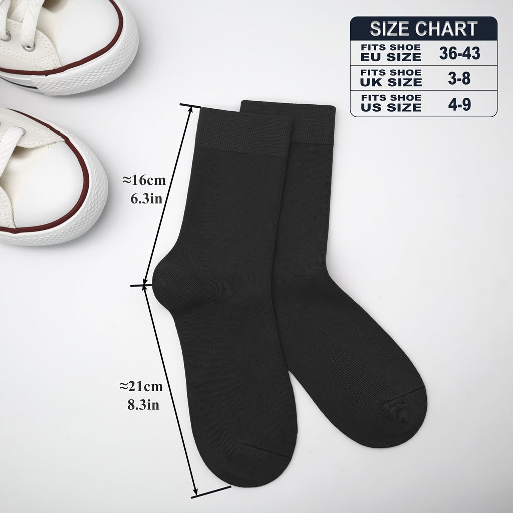 Women'S And Men'S 5-Pair Socks - Soft And Breathable Mid-Calf Socks, Lightweight Dress Socks with 3%, Vegan And Machine Washable, Solid Black