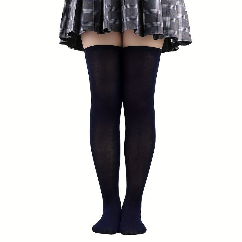 6pcs Women'S Elegant Solid Color Thigh-High Knee Socks - Glossy Finish, Smooth Texture, All-Season Wear, \u002FElastane Blend (Machine Washable\u002FDry Cleanable) - Shiny Tights for Parties, Casual & Casual Attire - Comfortable Stretch Fit