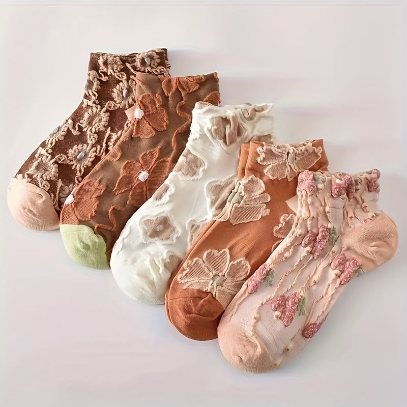 Randomly Send 10 Pairs of Mixed Color Short Socks - Summer Boat Socks, Low-Cut, Shallow Mouth Women'S Socks in a Japanese Retro Artistic Style, Breathable And Comfortable.