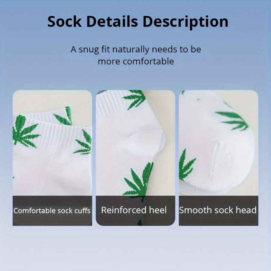 5 Pairs of Men's Short Maple Leaf Socks  Four Seasons Men's Boat Socks