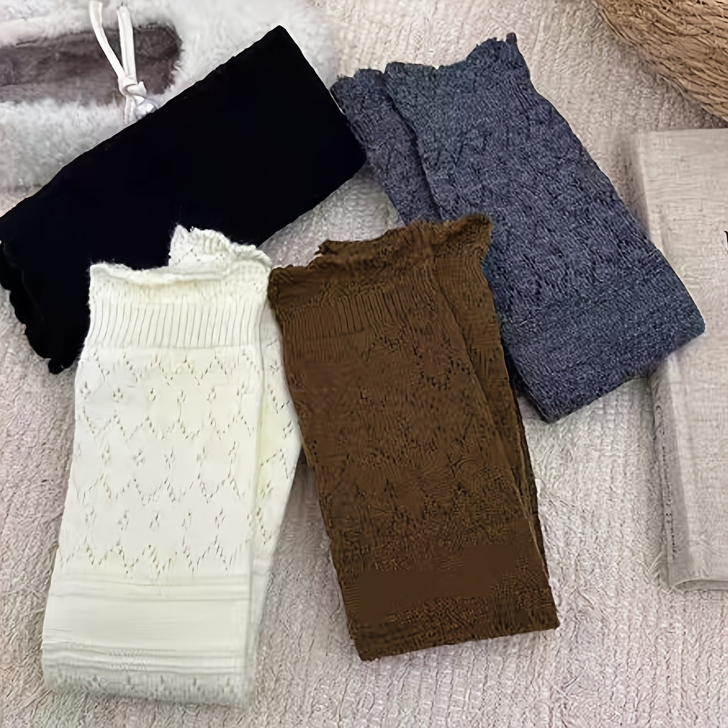 2-Pack Women's Lace Calf Socks, Vintage Hollow-Out Over-the-Calf Socks for Spring and Autumn, Elegant and Fashionable Instagram Style