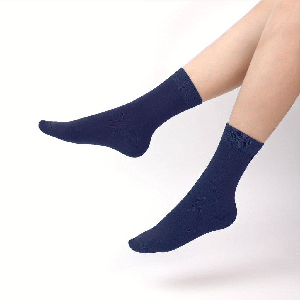 Women'S And Men'S 5-Pair Socks - Soft And Breathable Mid-Calf Socks, Lightweight Dress Socks with 3%, Vegan And Machine Washable, Solid Black