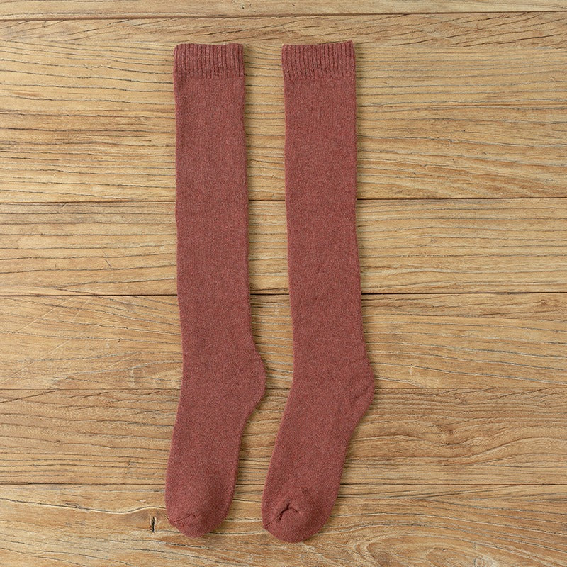 6 Pairs of Men'S Thick Warm Knee Socks - Pure Winter Warmth, Textured Loop Fabric, Multi-Color Set (Black, Dark Gray, Navy Blue, Wine Red, Khaki, Beige) - Elbow-Length Cold-Resistant Tights