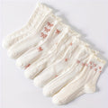 5\u002F7 Pairs of Bowknot Ruffled Socks, Sweet And Cute Mid-Calf Socks, Women'S Long Socks And Stockings
