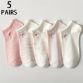 5-Pack Women's Embroidered Flamingo Pattern Casual Ankle Socks