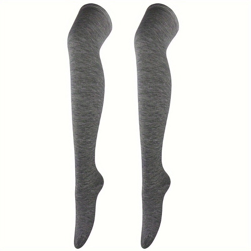 6pcs Women'S Elegant Solid Color Thigh-High Knee Socks - Glossy Finish, Smooth Texture, All-Season Wear, \u002FElastane Blend (Machine Washable\u002FDry Cleanable) - Shiny Tights for Parties, Casual & Casual Attire - Comfortable Stretch Fit
