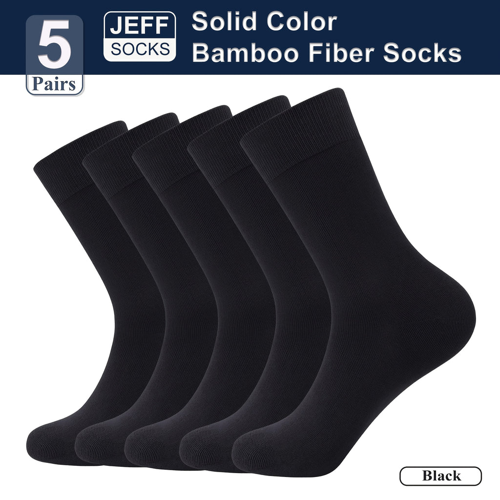 Women'S And Men'S 5-Pair Socks - Soft And Breathable Mid-Calf Socks, Lightweight Dress Socks with 3%, Vegan And Machine Washable, Solid Black