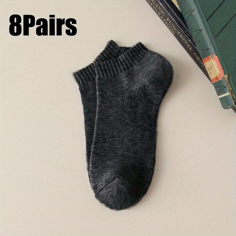 8 Pairs of Autumn\u002FWinter Short Novelty Solid Color Warm Sweat-Absorbent Simple -Lined Soft Comfortable Unisex Ankle Socks