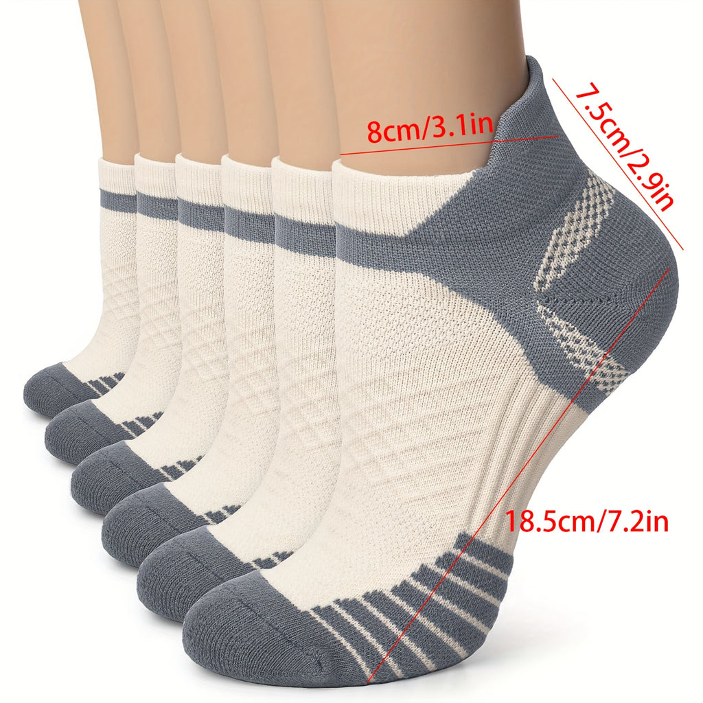 Men's and Women's Ankle Compression Socks 6 Pairs of Low Cut Running Socks