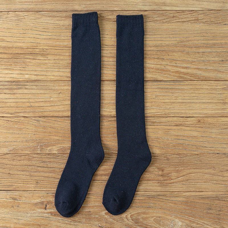 6 Pairs of Men'S Thick Warm Knee Socks - Pure Winter Warmth, Textured Loop Fabric, Multi-Color Set (Black, Dark Gray, Navy Blue, Wine Red, Khaki, Beige) - Elbow-Length Cold-Resistant Tights